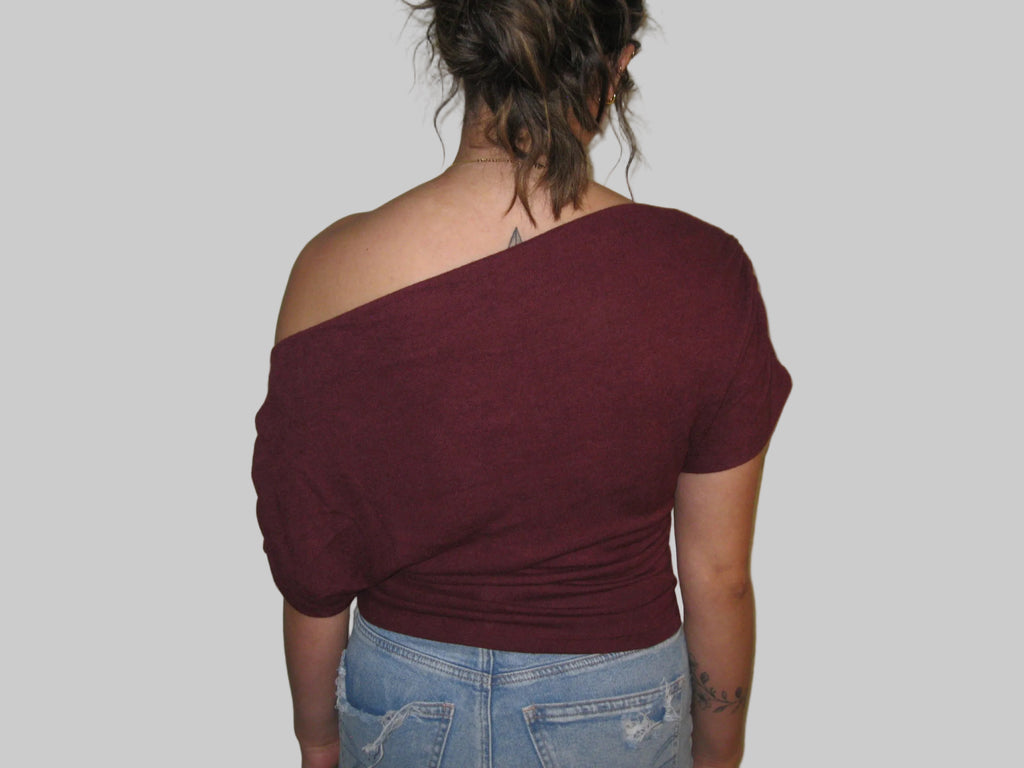 One Shoulder Short Sleeve Knit Top