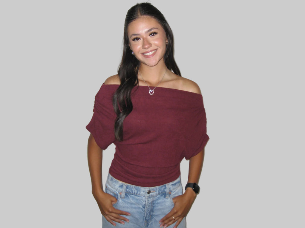 One Shoulder Short Sleeve Knit Top