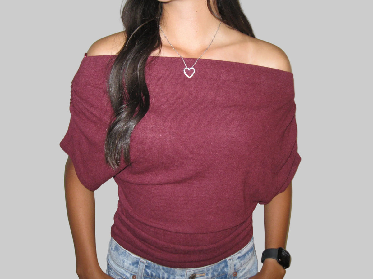 One Shoulder Short Sleeve Knit Top