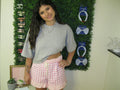 Pink Gingham Print Ruffled Shorts