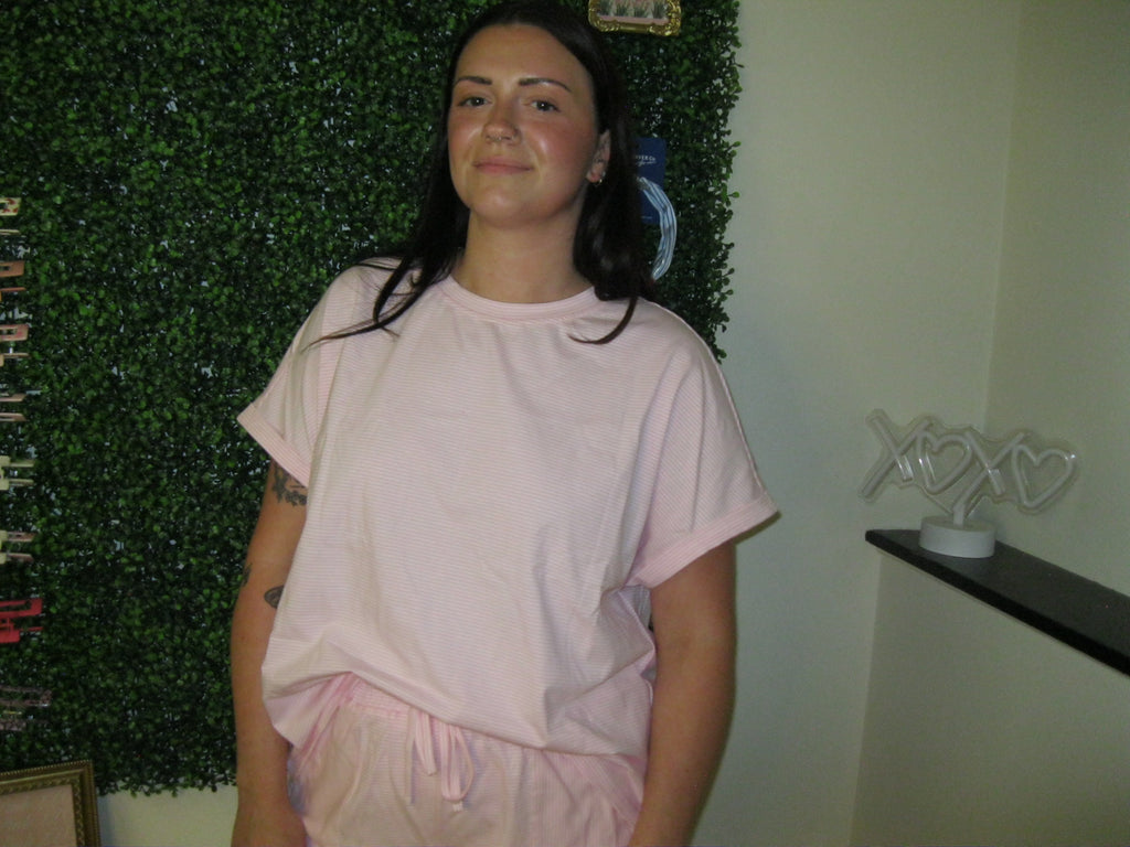 Stripped T-Shirt and Shorts Set