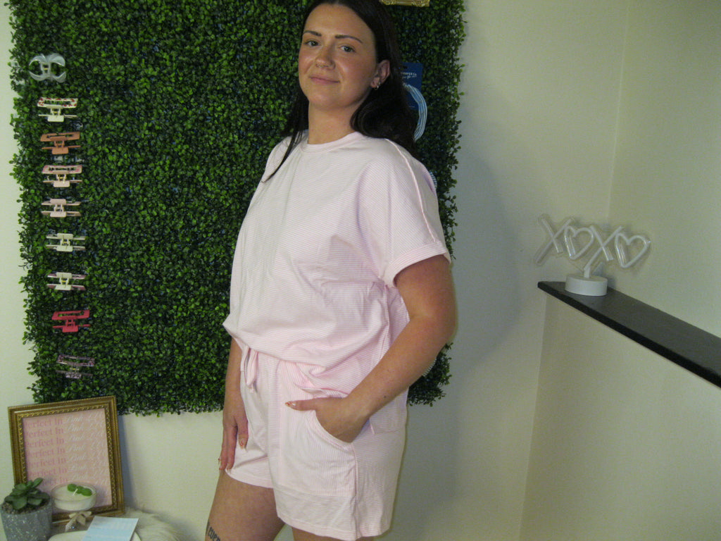 Stripped T-Shirt and Shorts Set